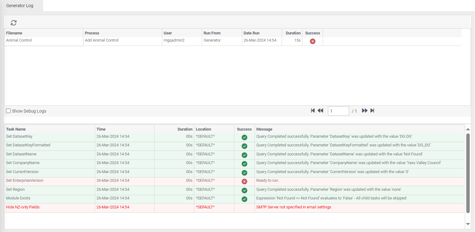 generator log example