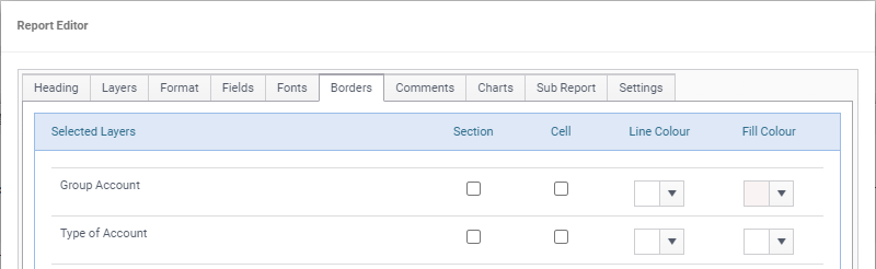 report editor borders