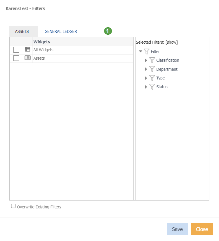 centralised filter example